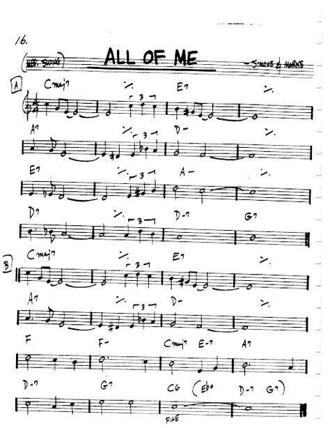 The image above is just a preview of the first page of this item. Jazz Realbook I : Page 16 All Of Me - Jazz Standard Sheet Music in 2020 | Jazz standard, Sheet ...
