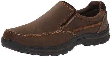 Skechers Mens Braver Rayland Leather Round Toe Slip On Shoes Brown Size 10 5 7 Ebay