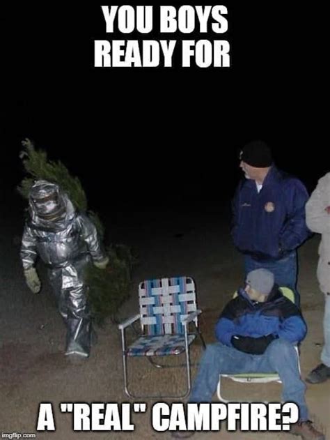 two men in space suits standing next to a chair and another man sitting on a lawn chair