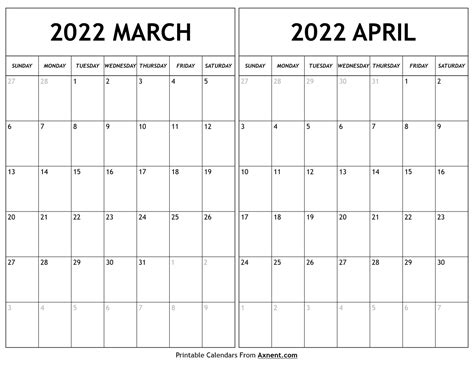 March and April 2022 Calendar with Notes | Qualads