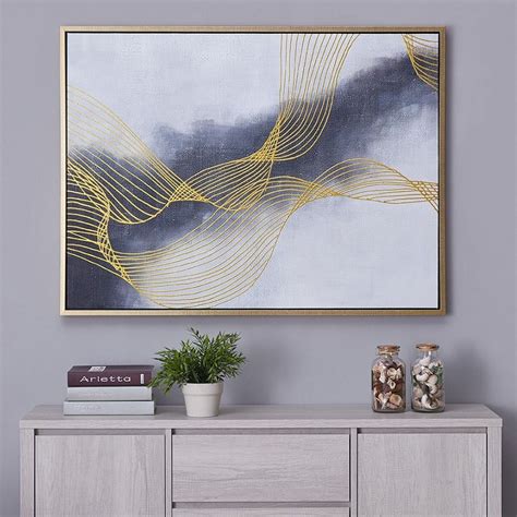 Navy Vibes Framed Canvas Print | Blue and Gold Canvas