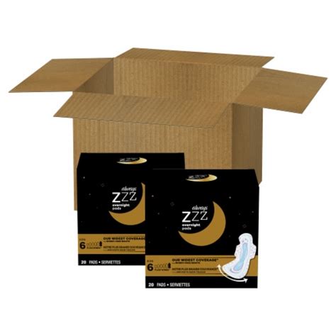 Always Zzz Size 6 Overnight Pads With Wings 2 Pk 20 Ct Kroger