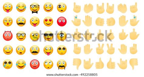 Emoticons Emoji Hands Icons Symbols Set Stock Vector Royalty Free