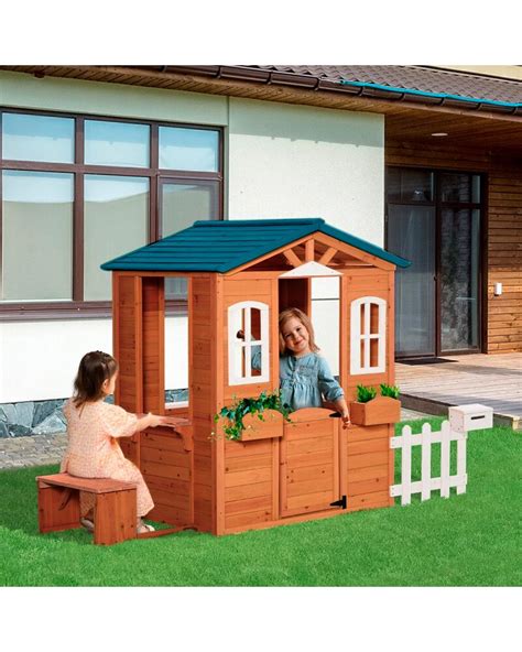 Beautiful Wooden House For Children With Bench Ataacars