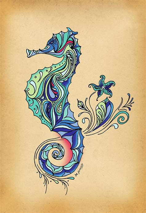 Seahorse Painting By Green Girl Canvas Fine Art America