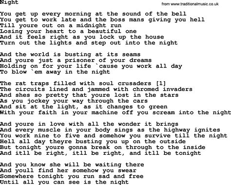 Bruce Springsteen Song Night Lyrics