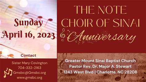 Note Choir Of Sinai Anniversary April 16 2023 — Greater Mt Sinai