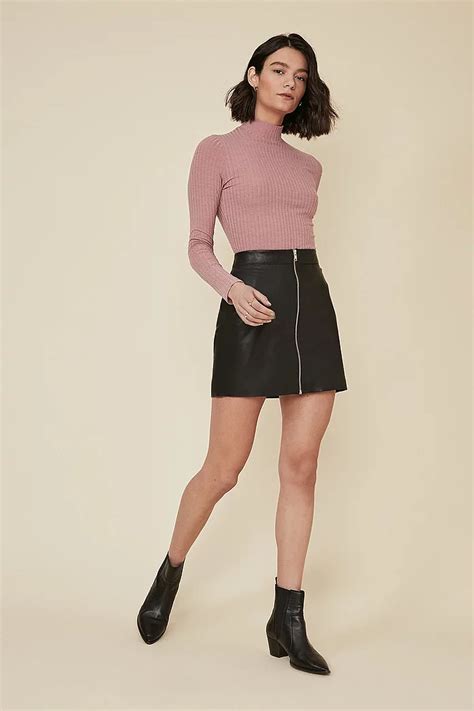 Yvonne Black Croc Faux Leather Skirt Art