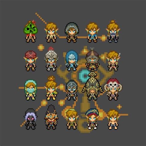 Legend Of Zelda Breath Of The Wild Pixel Art The Many Outfits Of Link