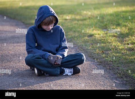 Depressed Lonely Young Male Boy Stock Photo Alamy