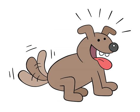 Cartoon The Dog Is Very Excited And Wags Its Tail Vector Illustration