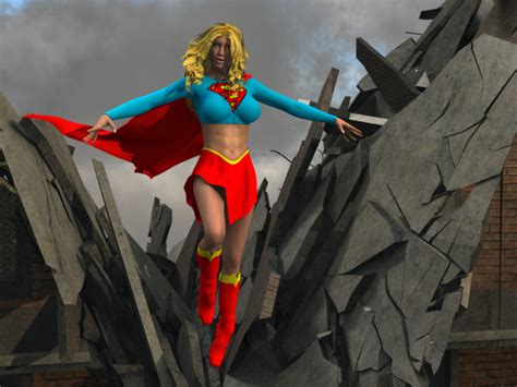 Dcs Supergirl In Flight 3d And 2d Art Sharecg