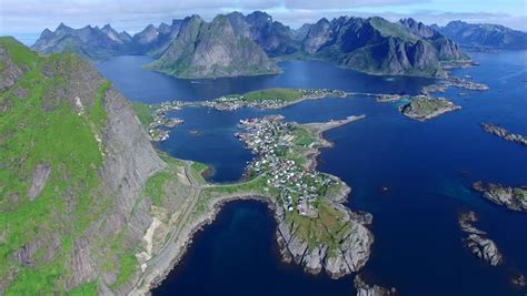 Aerial View Of Beautiful Town Reine In Norway Famous Tourist