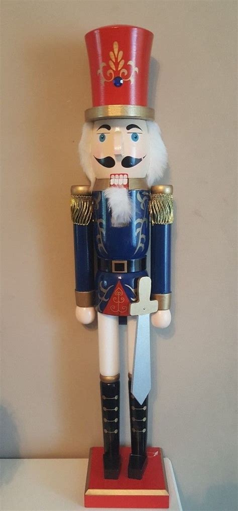 Details About Large Painted Christmas Holiday Nutcracker Soldier Wooden