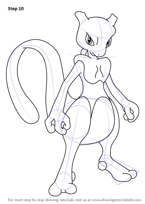 Learn How To Draw Mewtwo From Pokemon Pokemon Step By Step Drawing