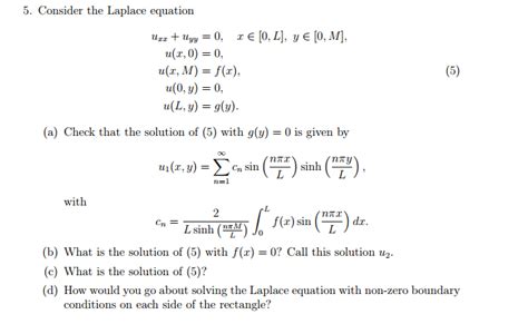 solved consider the laplace equation u xx u yy 0 x
