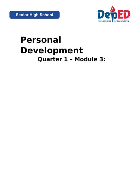 Developing The Whole Person Personal Development Quarter 1 Module 3