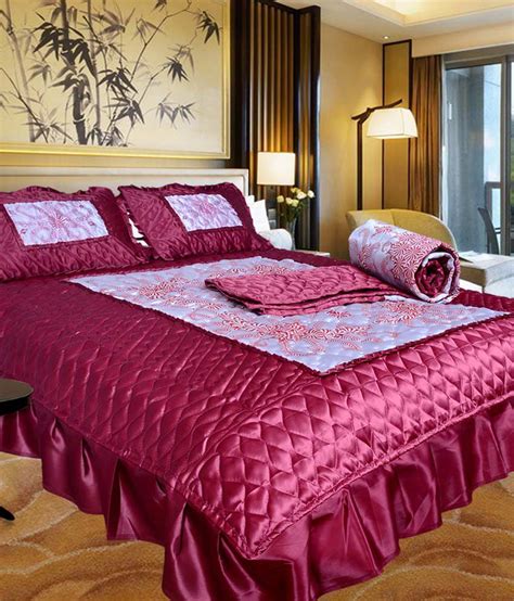 Silk cotton jacquard royal wedding bedding set duvet cover bed sheet pillowcases. El Sandlo Urban Style Pink Satin Designer Double Bed ...
