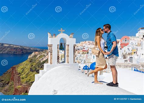 Couple In Love On Santorini Stock Image Image Of Greece Destinations 91123707