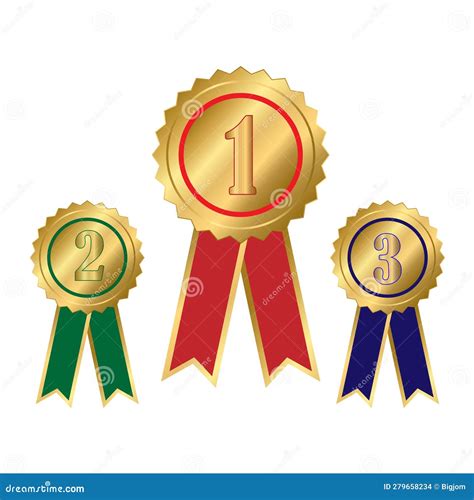 Ribbon Awards First Second Third Place Vector Illustration Stock