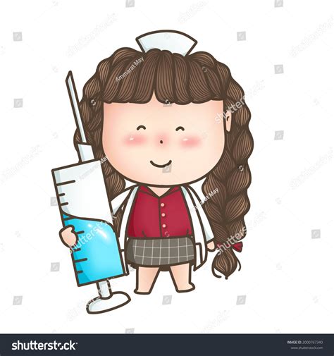 Cartoon Nurse Holding Syringe Stock Illustration 2000767340 Shutterstock