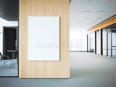 Empty White Poster On The Office Wall 3d Rendering Stock Illustration