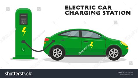 Green Electric Car Charging Station Isolated Stock Vector Royalty Free