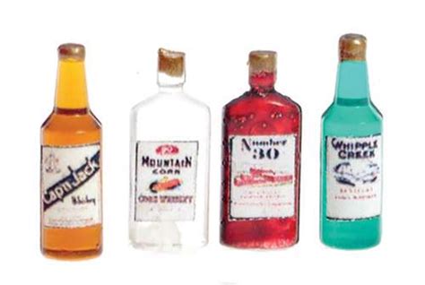 Vintage Assorted Liquor Bottles Miniature Set Of 4 Pieces Self Esteem