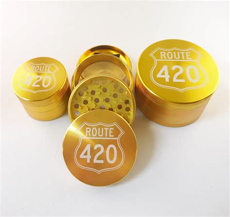 Route 420 4 Piece Grinder Gold Bc Smoke Shop