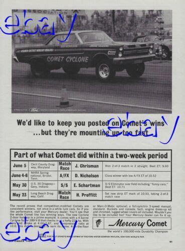 1965 mercury comet cyclone ad dyno don nicholson vintage magazine advertisement ebay