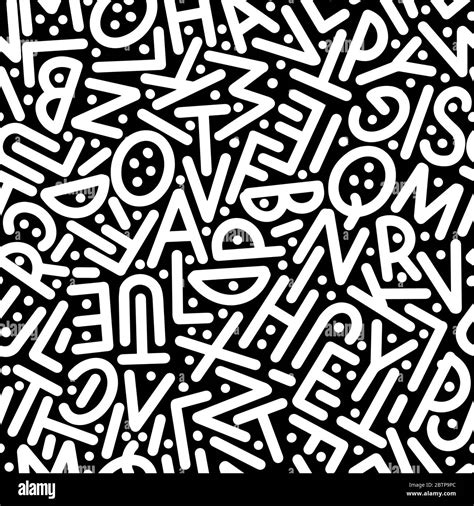 Seamless Pattern From The Alphabet White Letters On A Black Background