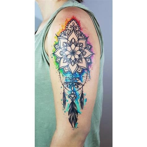 This tattoo involves a black inked. 50+ Dreamcatcher Tattoo - Best Designs with Meaning
