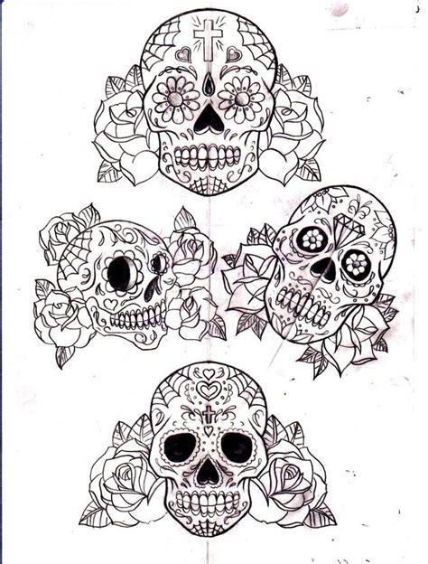 Sugar Skull And Roses Sugar Skull Tattoos Skull Coloring Pages