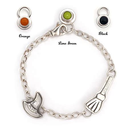 Witch S Hat And Broom Bracelet Quirky And Odd Silver Jewellery Sets Handmade Sterling Silver