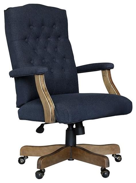 This set of 5 conference chairs is perfect for your office that offers a great comfort experience. Elegant Blue Denim, Driftwood Button-Tufted Office Chair - Transitional - Office Chairs - by ...