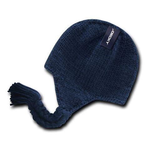 Decky Warm Winter Peruvian Knit Beanies Braided Ear Tails Chullo Caps
