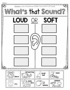 Image result for loud and soft sounds worksheets for grade ...