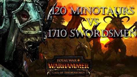 120 Minotaur Vs 1710 Empire Swordsmen Total War Warhammer 2 Battle