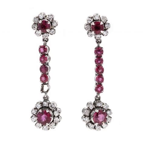 Ruby And Diamond Dangle Earrings Lot 1148 Estate Jewelry And Sterling
