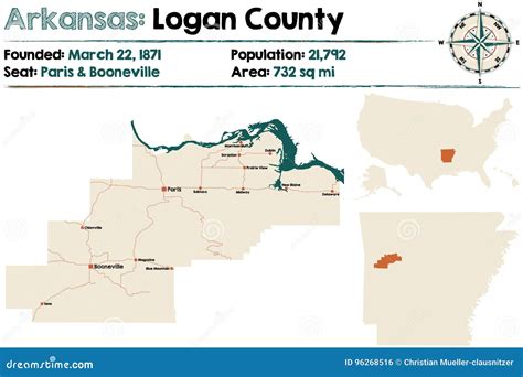 Arkansas Logan County Map Stock Vector Illustration Of Colorful