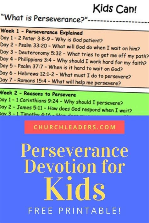 Free Printable What Is Perseverance Devotional For Kids Perseverance