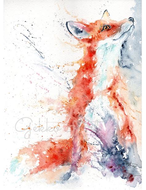 Fox Watercolour Art Print Wildlife Watercolour Artist Sandi Mower