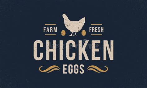 Chicken Eggs Logo Poster With Grunge Texture Stock Vector