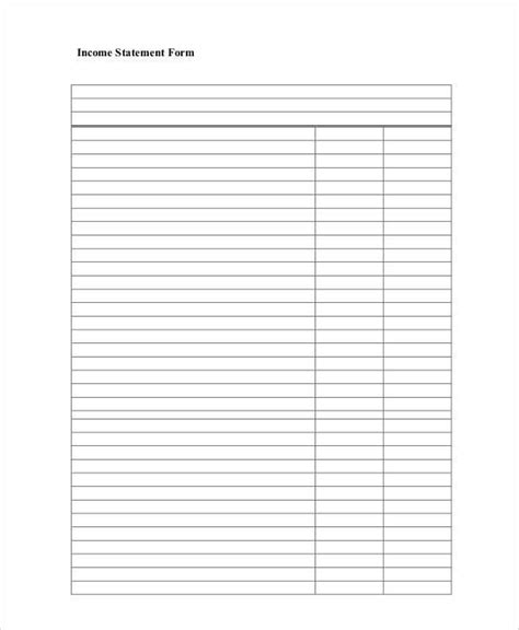 Printable Blank Financial Statement