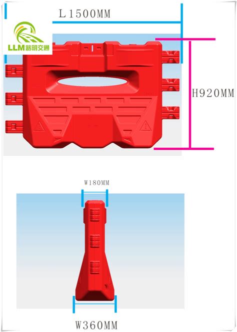 Integrated lock of each barrier can be linked to line with any angle or barrier chain. Water filled road barrier_HDPE plastic water barrier_Road ...