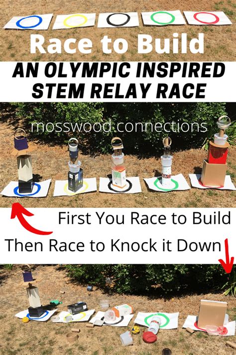 Relay races can entertain a group of kids in the house or the yard with little to no prep or props needed. Race to Build-Olympic Inspired STEM Relay Race in 2020 ...