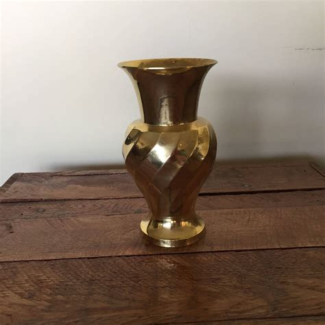 Vintage Gold Vase With Intricate Spiral Design Made In Etsy