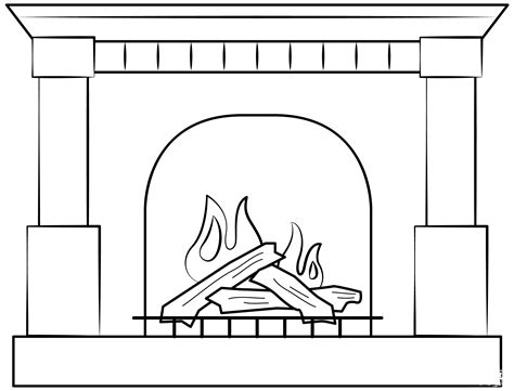 Fireplace Coloring Page ColouringPages