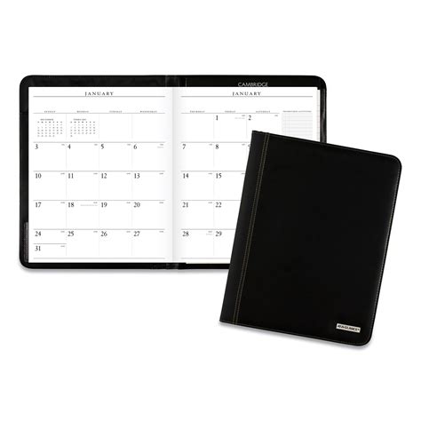 Executive Monthly Padfolio 11 X 9 Black Cover 13 Month Jan To Jan