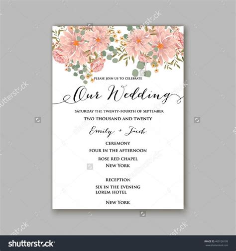 Beautiful Wedding Floral Vector Invitation Sample Card Design Frame